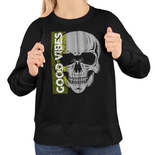 Bluza damska z nadrukiem czaszka Good Vibes – nowoczesna Optical Skull 7
