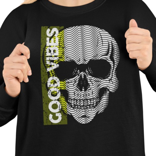 Bluza damska z nadrukiem czaszka Good Vibes – nowoczesna Optical Skull 8