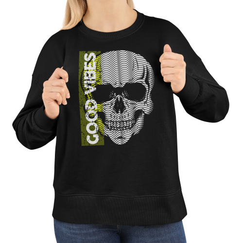 Bluza damska z nadrukiem czaszka Good Vibes – nowoczesna Optical Skull 9