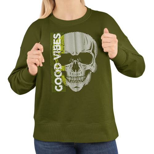 Bluza damska z nadrukiem czaszka Good Vibes – nowoczesna Optical Skull 5