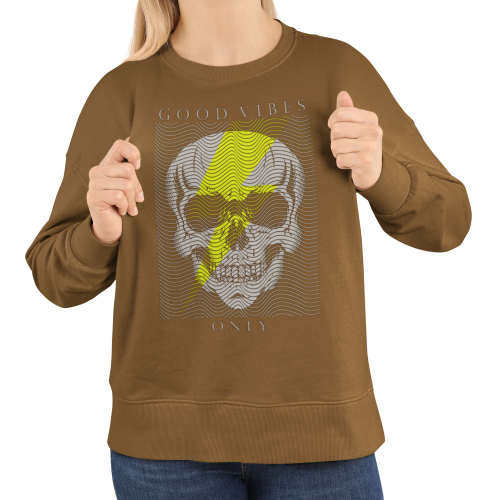 Bluza damska z nadrukiem czaszka Good Vibes Only – Streetwear Skull 3