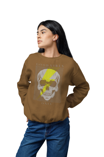 Bluza damska z nadrukiem czaszka Good Vibes Only – Streetwear Skull 4