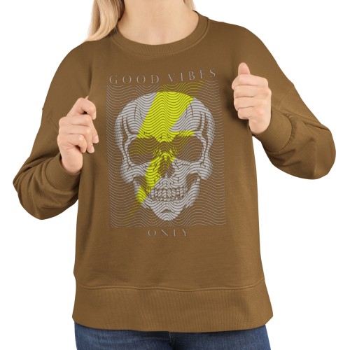 Bluza damska z nadrukiem czaszka Good Vibes Only – Streetwear Skull