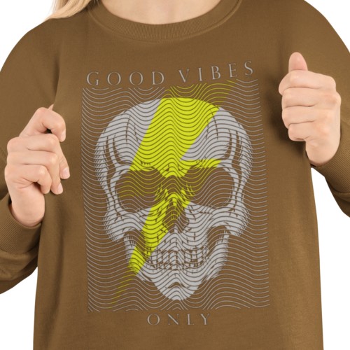 Bluza damska z nadrukiem czaszka Good Vibes Only – Streetwear Skull 2