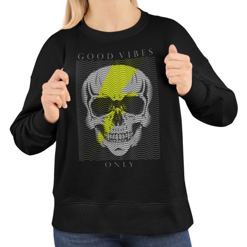 Bluza damska z nadrukiem czaszka Good Vibes Only – Streetwear Skull 7