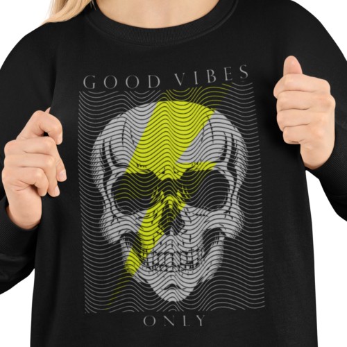 Bluza damska z nadrukiem czaszka Good Vibes Only – Streetwear Skull 8