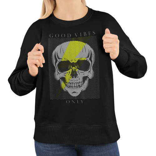 Bluza damska z nadrukiem czaszka Good Vibes Only – Streetwear Skull 12