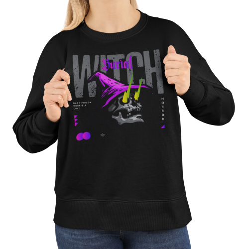 Bluza damska z nadrukiem czaszka wiedźma Witch – Gothic Horror Skull 5