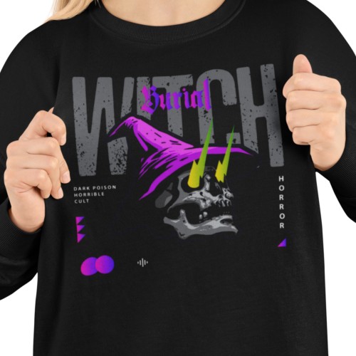 Bluza damska z nadrukiem czaszka wiedźma Witch – Gothic Horror Skull 2