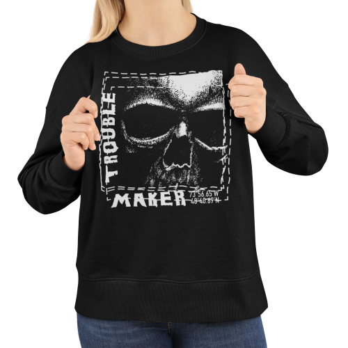 Bluza damska z nadrukiem czaszka Trouble Maker – Rock Grunge Skull 5