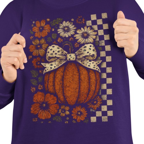 Bluza damska na Halloween z dynią i kwiatami – jesienna Pumpkin Bow 8