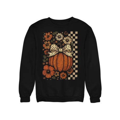 Bluza damska na Halloween z dynią i kwiatami – jesienna Pumpkin Bow 6
