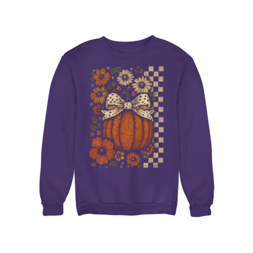 Bluza damska na Halloween z dynią i kwiatami – jesienna Pumpkin Bow 9