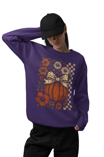 Bluza damska na Halloween z dynią i kwiatami – jesienna Pumpkin Bow 11