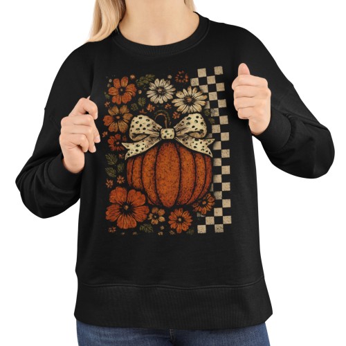 Bluza damska na Halloween z dynią i kwiatami – jesienna Pumpkin Bow
