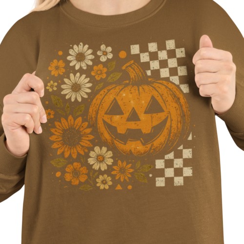 Bluza damska Halloween dynia Jack O’Lantern i kwiaty – Pumpkin Vintage 8