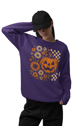 Bluza damska Halloween dynia Jack O’Lantern i kwiaty – Pumpkin Vintage 6