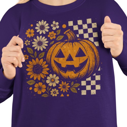 Bluza damska Halloween dynia Jack O’Lantern i kwiaty – Pumpkin Vintage 2