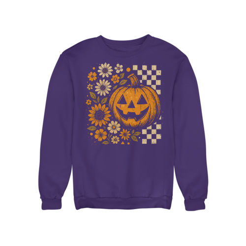 Bluza damska Halloween dynia Jack O’Lantern i kwiaty – Pumpkin Vintage 3