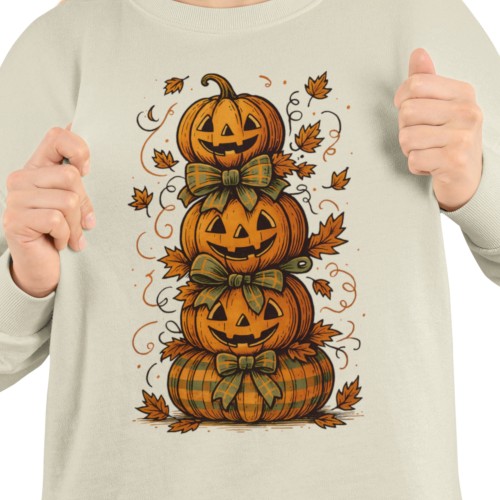 Bluza damska na Halloween z dyniami – Jack O’Lantern jesienna z nadrukiem 2