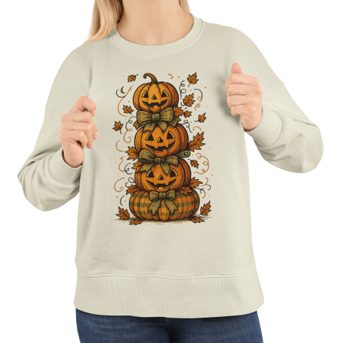 Bluza damska na Halloween z dyniami – Jack O’Lantern jesienna z nadrukiem 4