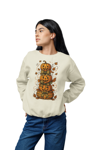 Bluza damska na Halloween z dyniami – Jack O’Lantern jesienna z nadrukiem 6