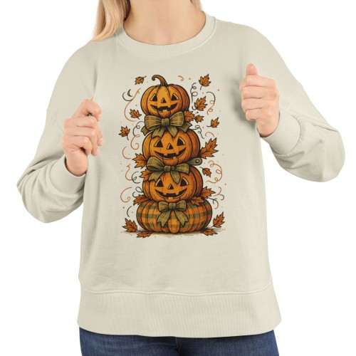 Bluza damska na Halloween z dyniami – Jack O’Lantern jesienna z nadrukiem