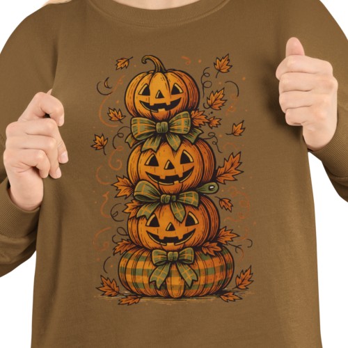 Bluza damska na Halloween z dyniami – Jack O’Lantern jesienna z nadrukiem 8
