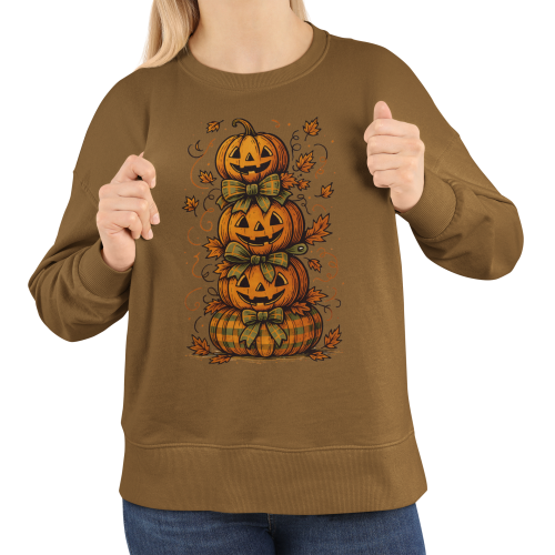 Bluza damska na Halloween z dyniami – Jack O’Lantern jesienna z nadrukiem 12