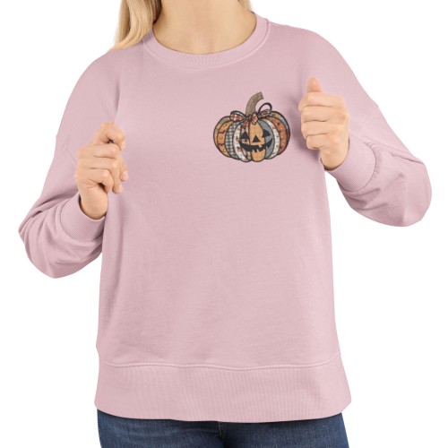 Bluza damska Halloween z małą dynią i kokardą – subtelna jesienna