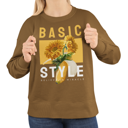 Bluza damska z nadrukiem słoneczniki Basic Style – kwiatowa jesienna 3