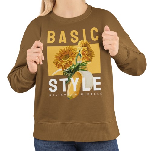 Bluza damska z nadrukiem słoneczniki Basic Style – kwiatowa jesienna