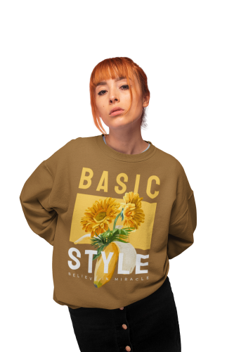 Bluza damska z nadrukiem słoneczniki Basic Style – kwiatowa jesienna 7