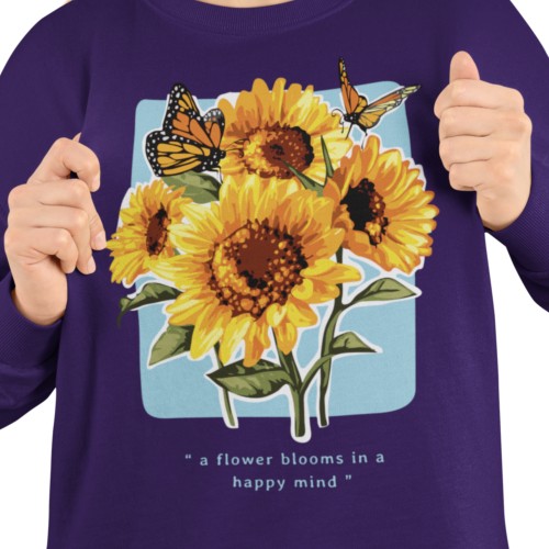 Bluza damska słoneczniki i motyle – kwiatowa z nadrukiem Flower Blooms 2