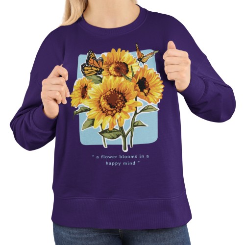Bluza damska słoneczniki i motyle – kwiatowa z nadrukiem Flower Blooms