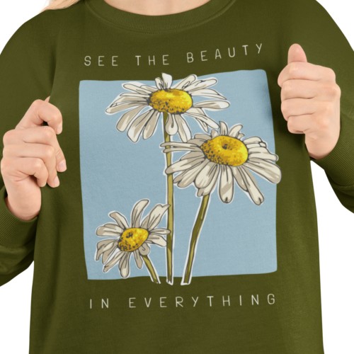 Bluza damska ze stokrotkami See The Beauty – kwiatowa z nadrukiem 2