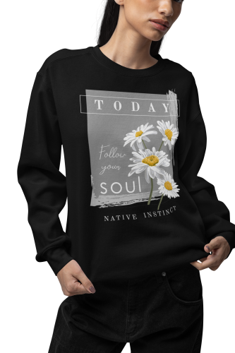 Bluza damska stokrotki Follow Your Soul – kwiatowa z motywacyjnym nadrukiem 5