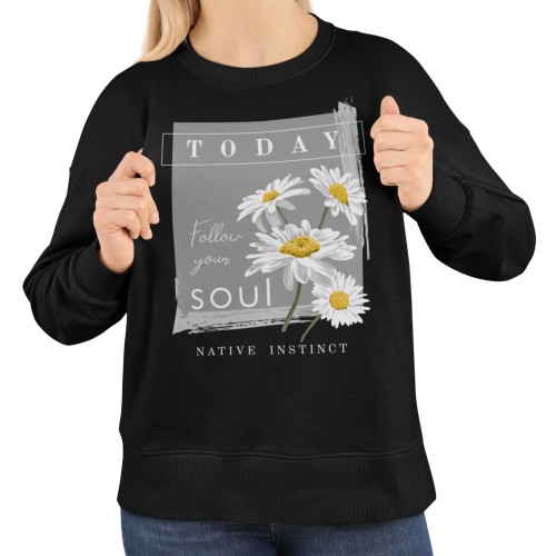 Bluza damska stokrotki Follow Your Soul – kwiatowa z motywacyjnym nadrukiem 1