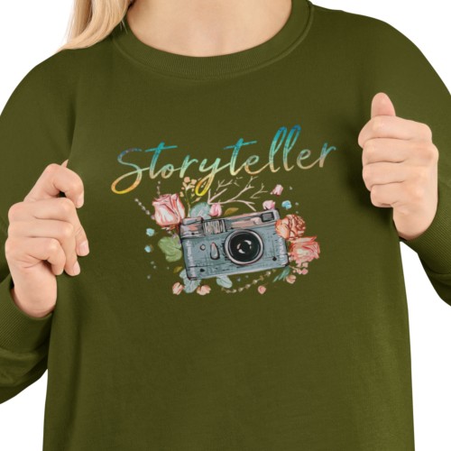 Bluza damska dla fotografki Storyteller – aparat fotograficzny i kwiaty 14