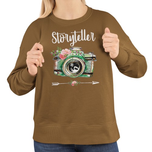 Bluza damska fotograf Storyteller – aparat z kwiatami prezent dla fotografki