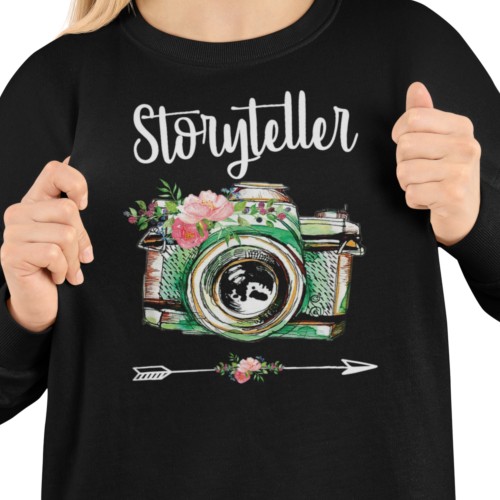 Bluza damska fotograf Storyteller – aparat z kwiatami prezent dla fotografki 8