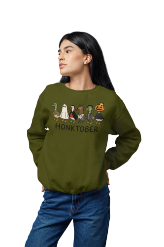 Bluza damska Honktober – gęsi potwory Halloween śmieszny nadruk 3