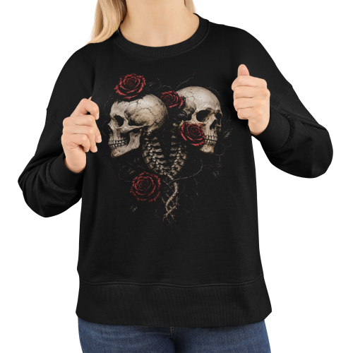 Bluza damska Gothic z czaszkami i czerwonymi różami Dark Floral