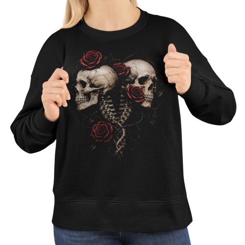 Bluza damska Gothic z czaszkami i czerwonymi różami Dark Floral 3