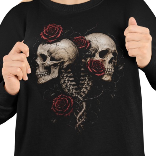 Bluza damska Gothic z czaszkami i czerwonymi różami Dark Floral 2