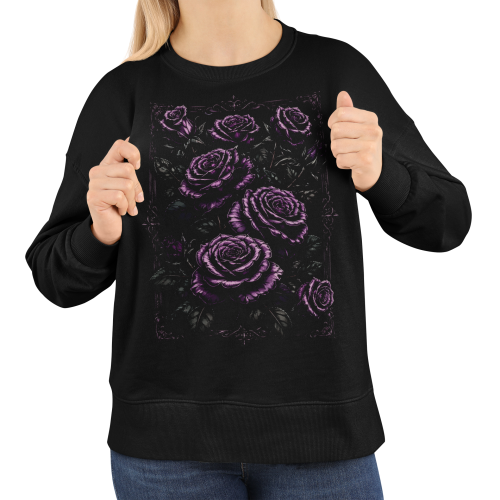 Bluza damska Gothic z fioletowymi różami Dark Floral gotycka 3