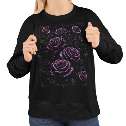 Bluza damska Gothic z fioletowymi różami Dark Floral gotycka