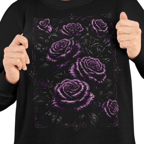 Bluza damska Gothic z fioletowymi różami Dark Floral gotycka 2