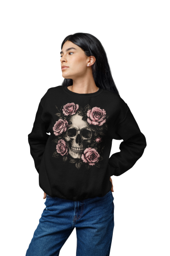 Bluza damska Gothic czaszka i róże – gotycka Dark Romantic 4