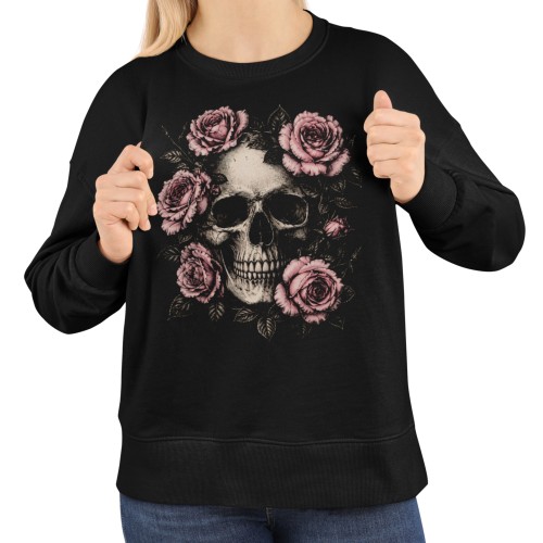 Bluza damska Gothic czaszka i róże – gotycka Dark Romantic